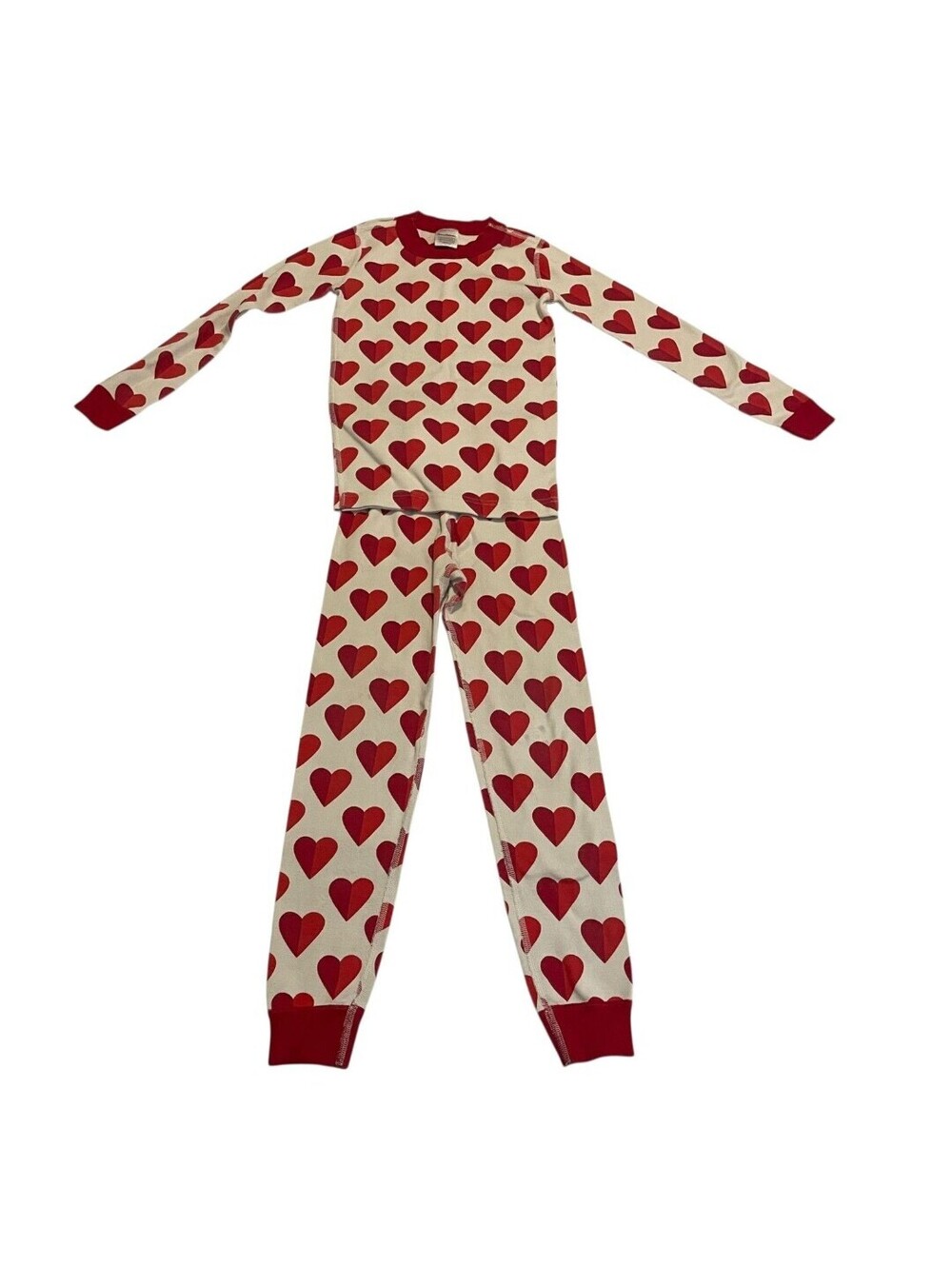 Hanna Andersson Pajama Set Kids 6-7 120cm Red Heart Long Sleeve Valentine Cotton